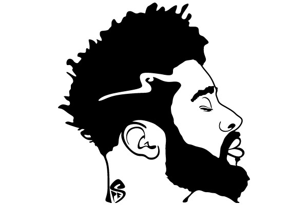 Stylized Portrait of a Man with a Beard and Afro