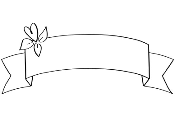 A Simple Line Drawing of a Ribbon with a Flower on Top