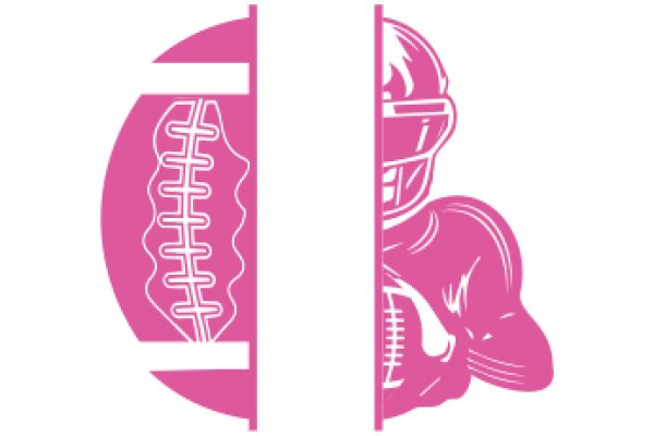 A Pink and White Illustration of a Football and a Helmet