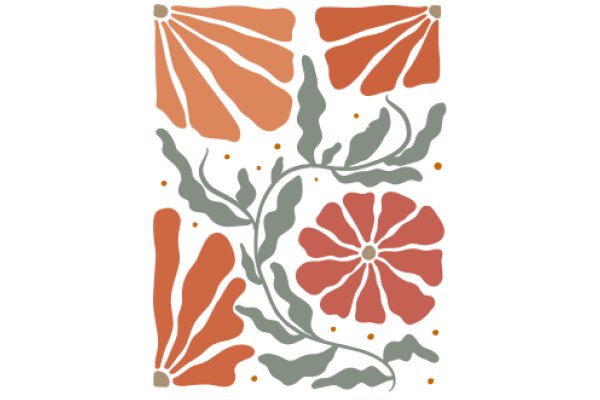 Floral Pattern with Orange and Gray Tones