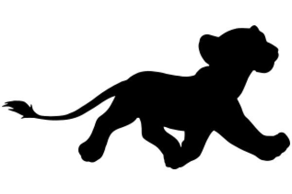 A Silhouette of a Lion Walking on a White Background