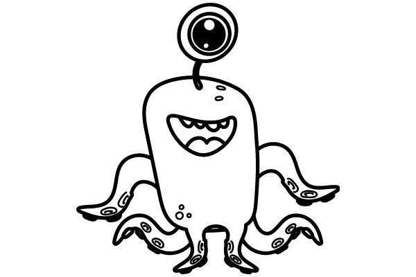 Whimsical Octopus with a Big Eye and a Smile