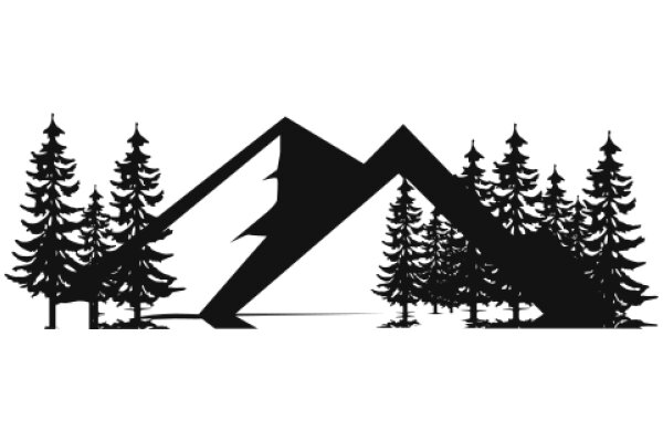 Silhouette of a Mountain and Forest Scene