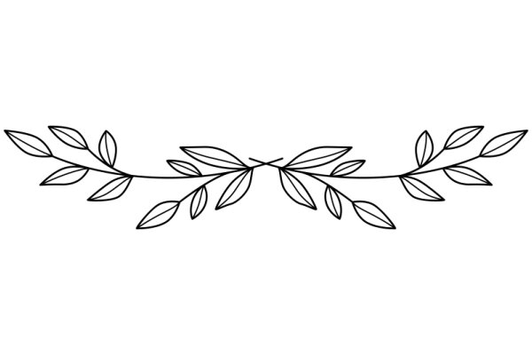 Simplistic Line Drawing of a Leafy Branch