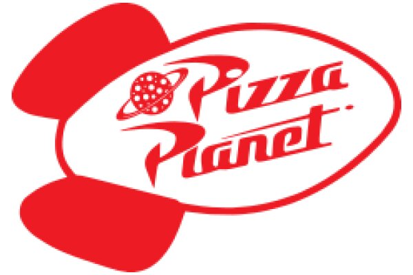 Vibrant Red and White Pizza Planet Logo