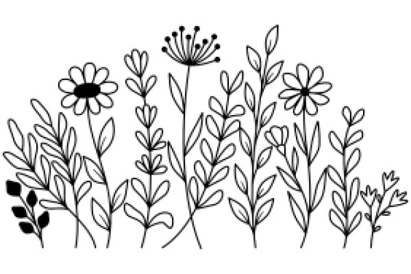 Floral Illustration: A Collection of Daisies, Flowers, and Plants