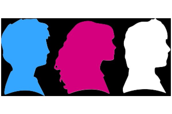 Silhouettes of Three People, Each with a Unique Silhouette, Against a Black Background