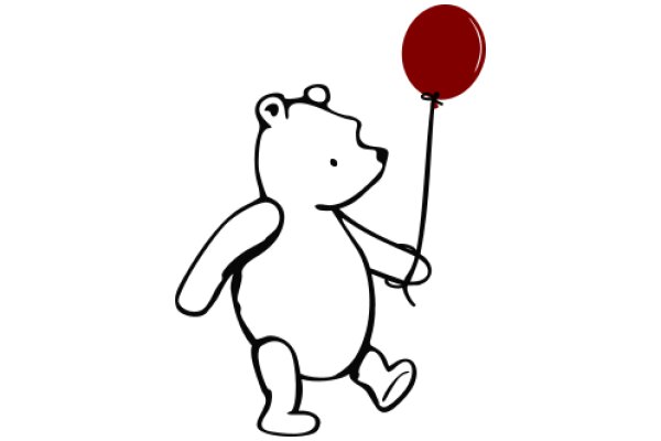 A Playful Scene: A Cartoon Bear with a Balloon