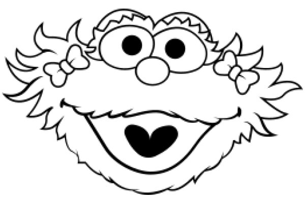 A Whimsical Drawing of a Character with a Big Smile and a Bow