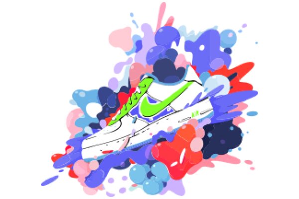 Vibrant Splash Art Featuring a Nike Sneaker