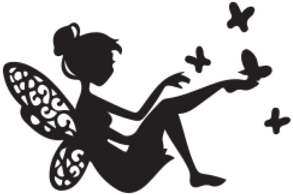 Silhouette of a Butterfly and a Girl with Butterflies