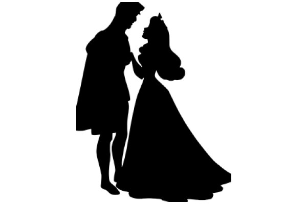 A Silhouette of a Romantic Moment: A Couple Embracing in a Illustration