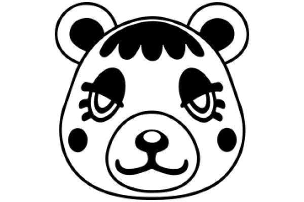 Stylized Cartoon Character of a Bear with Eyes Closed and a Smile