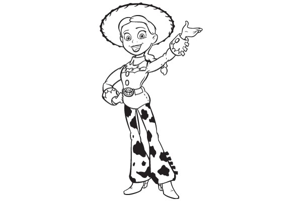 A Cartoon Character in a Cowgirl Outfit, Striking a Pose