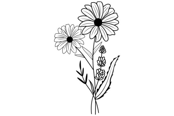 Simplicity in Nature: A Illustration of Flowers and Plants