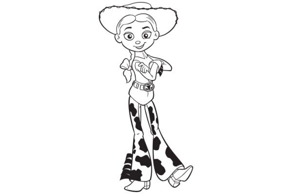 A Playful Cartoon of a Cowgirl