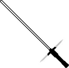 A Sleek, Black Sword with a Curved Blade