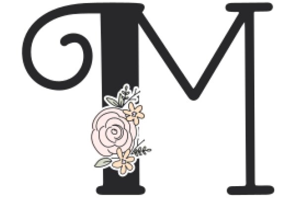 Stylized Letter 'M' with Floral Decoration