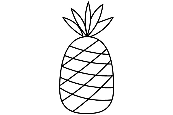 Simplistic Line Drawing of a Pineapple