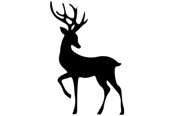 Elegant Black Silhouette of a Deer with Majestic Antlers