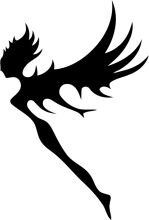 Stylized Black Silhouette of a Winged Creature