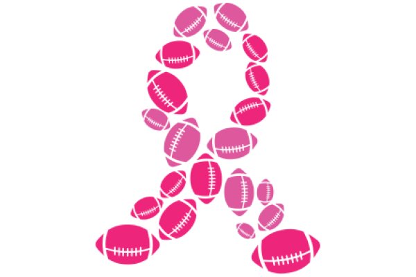 Pink Footballs Forming a Breast Cancer Awareness Symbol