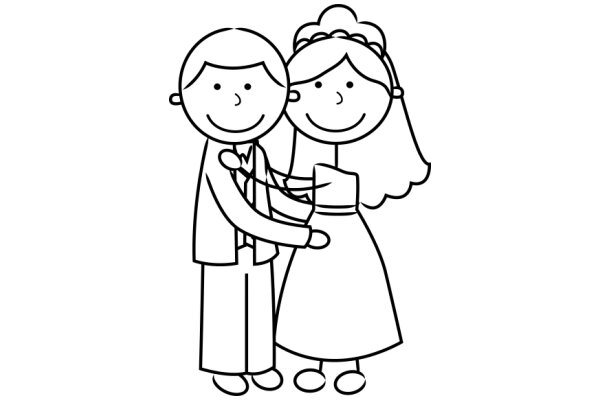 A Heartwarming Line Drawing of a Couple