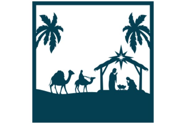 A Silhouette Scene of a Family's Journey to the Nativity