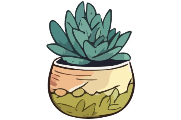 A Digital Illustration of a Potted Plant with a Soothing Aesthetic