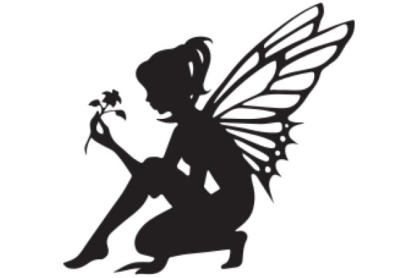 Silhouette of a Fairy with a Flower