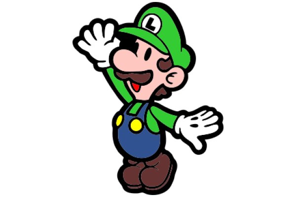 Mario's Friendly Wave: A Colorful Cartoon Character