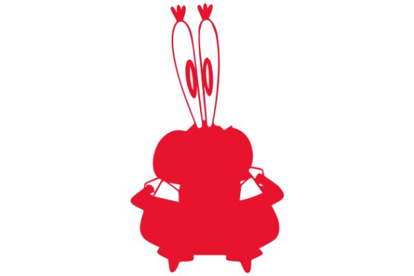 A Red Silhouette of a Cartoon Character with Antennae