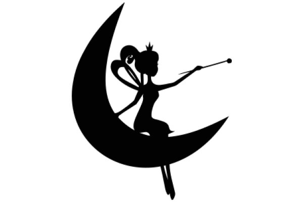 Silhouette of a Fairy on a Crescent Moon