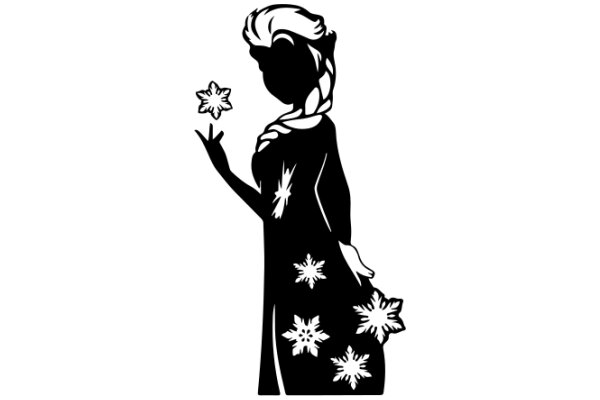 Silhouette of a Woman with Snowflakes and a Star