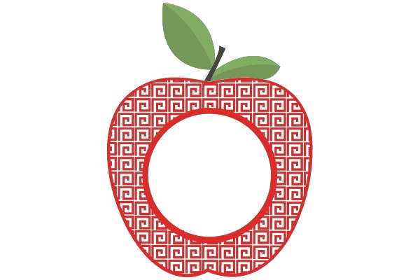 Vibrant Apple with a Red and White Pattern, Illustrated in a Stylized Fashion