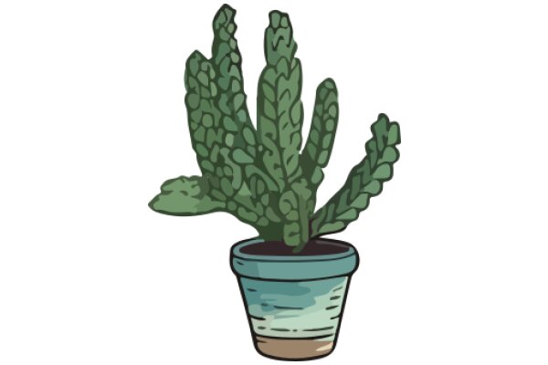 A Whimsical Illustration of a Potted Cactus