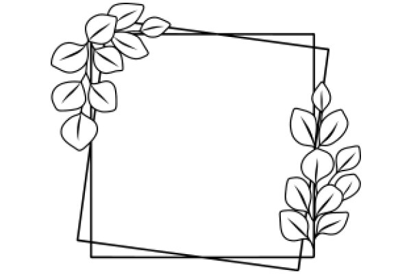 Simplistic Line Drawing of a Plant with Leaves and a Flower