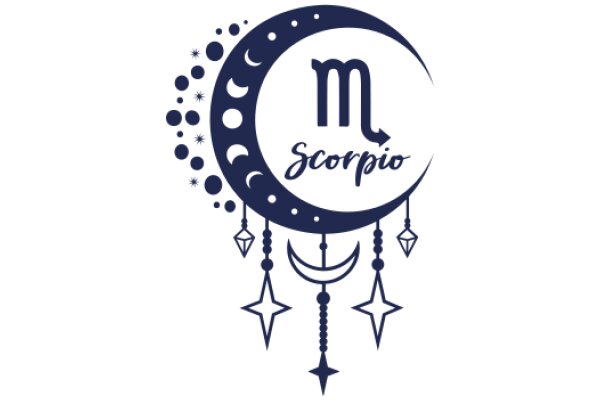 Stylized Logo for 'Scorpio' with Astrological Symbols