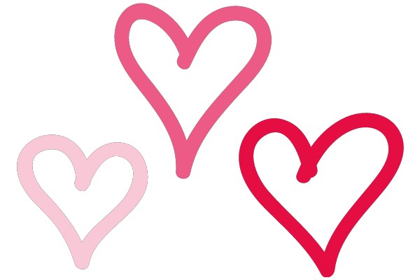 Three Pink Heart Emojis on a White Background