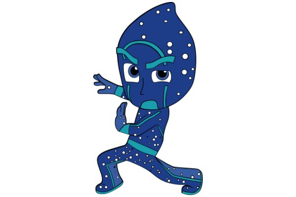 Vibrant Blue Cartoon Character with Polka Dots and a Stylish Outfit