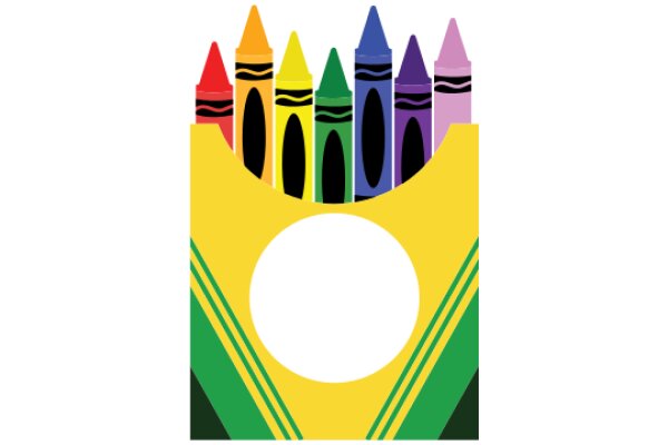 A Colorful Crayon Box with a Yellow Centerpiece