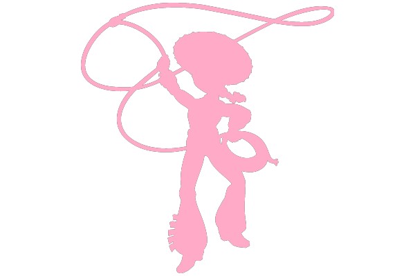 A Playful Pink Silhouette of a Cowboy and His Lasso