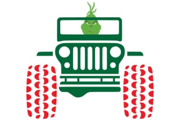 A Whimsical Scene: A Jeep with a Surprised Face and a Vegetable Driver