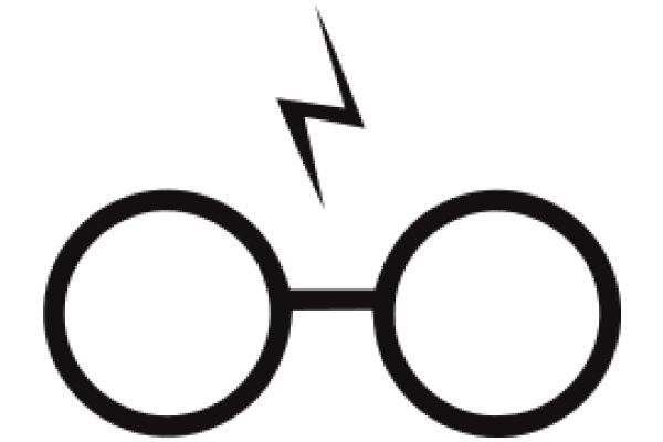 Stylized Icon of Eyeglasses with a Lightning Bolt