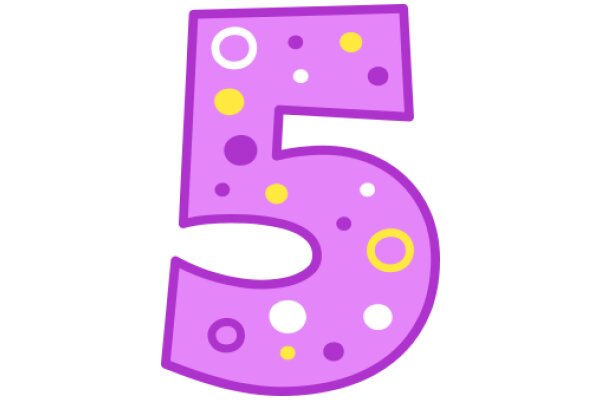 Vibrant Purple Number Five with Yellow Dots