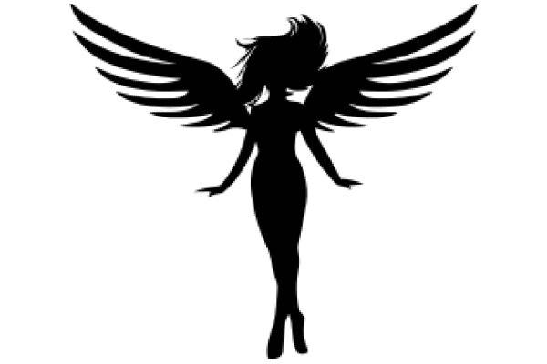 Silhouette of an Angelic Figure with Wings