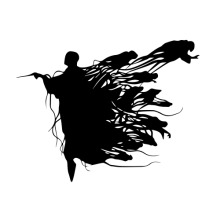 Silhouette of a Figure with a Tail of Creatures