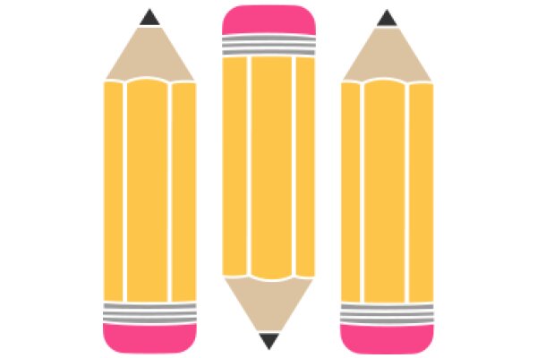 Three Stylized Pencils with Different Erasers