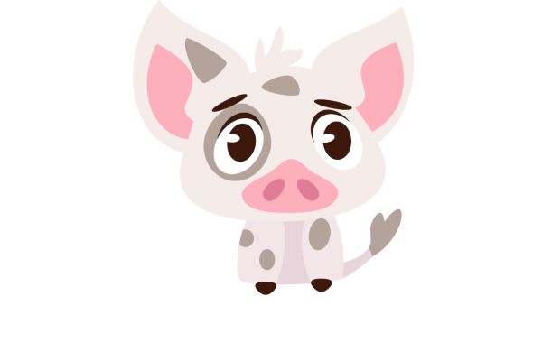 Adorable Cartoon Cow with Big Eyes and Pink Ears