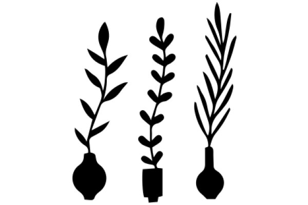 Three Plant Icons: A Simple and Elegant Design for Nature Lovers